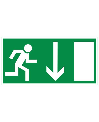 Nødutgang nedenfor, plast refleks 1 mm, 300x150 mm