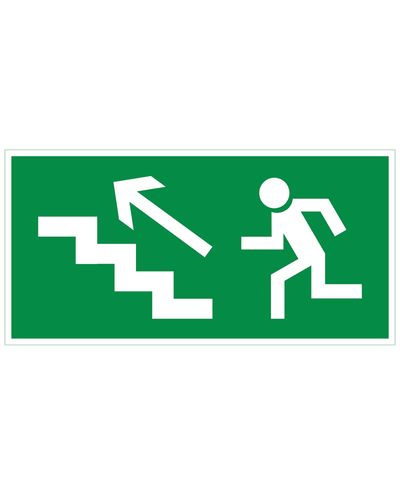 Nødutgang trapp opp til venstre, Ibond aluminium refleks, 300x150 mm