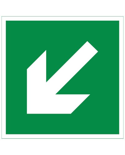 Utgangspil diagonalt ned, reflekterende klistremerke, 200x200 mm