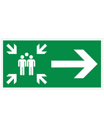 Samleplass pil høyre, plast etterreflekterende 1 mm, 300x150 mm