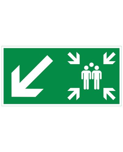 Møteplass pil ned til venstre, Ibond aluminium refleks, 300x150 mm