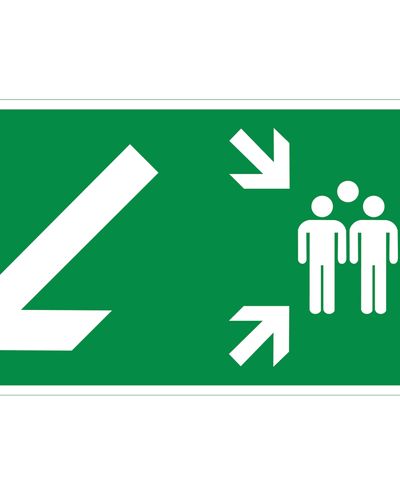 Møteplass pil ned til venstre, Ibond aluminium refleks, 300x150 mm