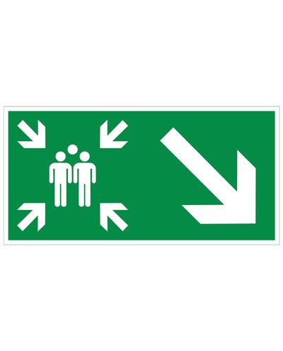 Samleplass pil ned til høyre, plast etterreflekterende 1 mm, 300x150 mm