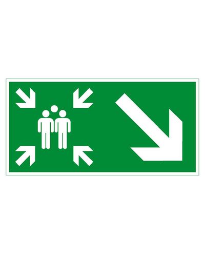 Samleplass pil ned til høyre, plast etterreflekterende 1 mm, 300x150 mm