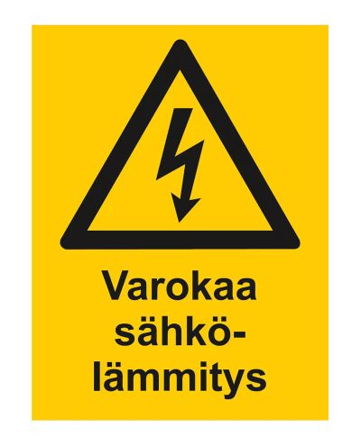 Vær oppmerksom på elektrisk oppvarming, klistremerke, 200x300 mm