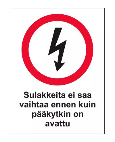 Sikringer må ikke byttes, Klistremerke, 300x400 mm