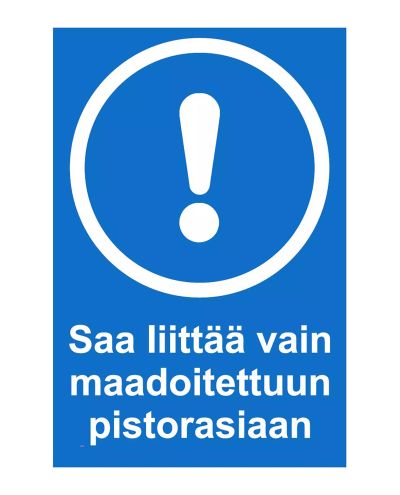 Må kun kobles til jordet stikkontakt, klistremerke, 200x300 mm Må kun kobles til jordet stikkontakt, klistremerke, 200x300 mm