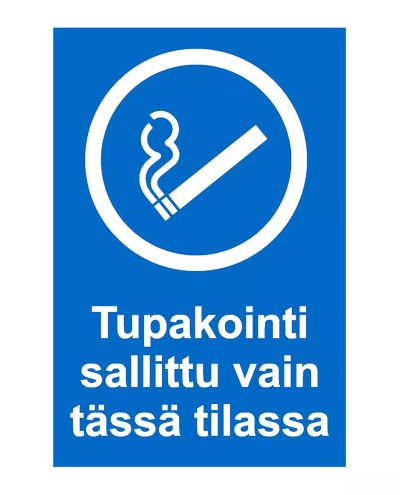 Røyking kun tillatt i dette området, Klistremerke, 200x300 mm