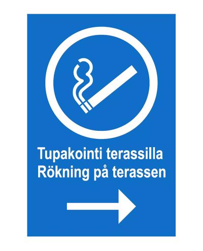 Røyking på terrassen svensk, klistremerke, 200x300 mm