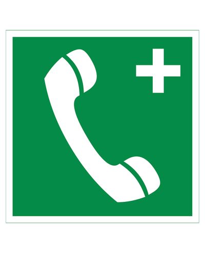 Nødtelefon pluss, klistremerke med retroreflekterende overflate, 200x200 mm