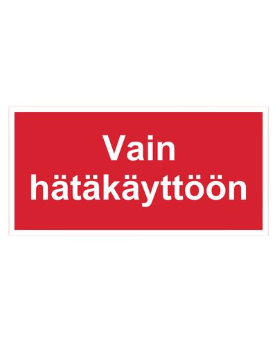 Kun for nødstilfeller, klistremerke, 400x100 mm
