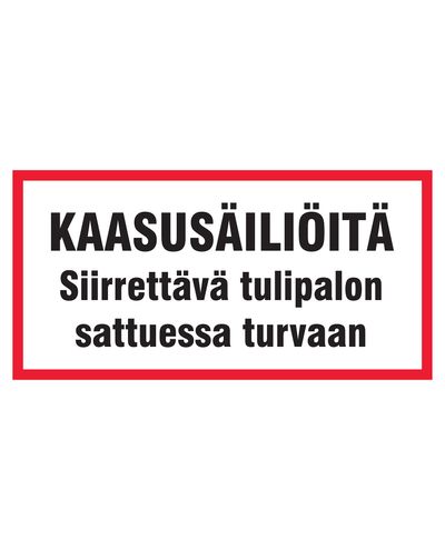 Gasstanker må flyttes i sikkerhet ved brann, klistremerke, 400x200 mm