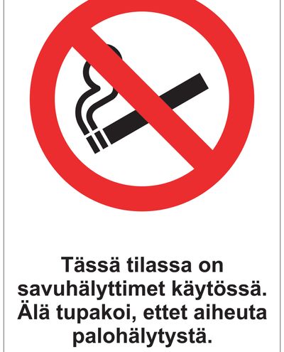 Røykvarslere er i bruk i dette rommet, klistremerke, 200x300 mm