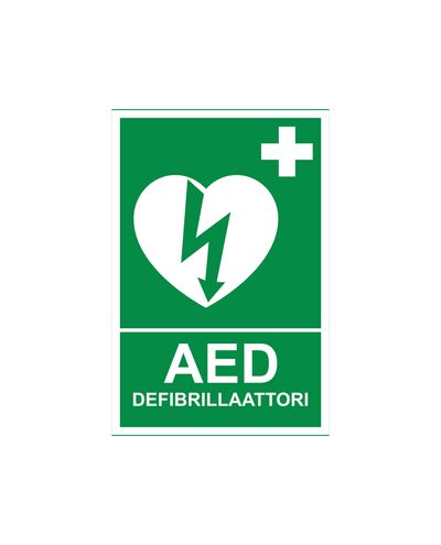AED-defibrillator, reflekterende klistremerke, 200x300 mm AED-defibrillator, reflekterende klistremerke, 200x300 mm