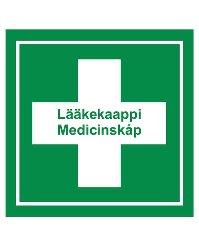Medisinskap, reflekterende klistremerke, 200x200 mm