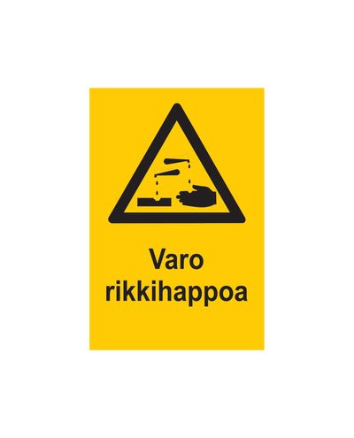 Vær forsiktig med svovelsyre, klistremerke, 200x300 mm Vær forsiktig med svovelsyre, klistremerke, 200x300 mm