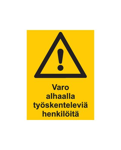 Vær oppmerksom på personer som arbeider nedenfor, klistremerke, 200x300 mm