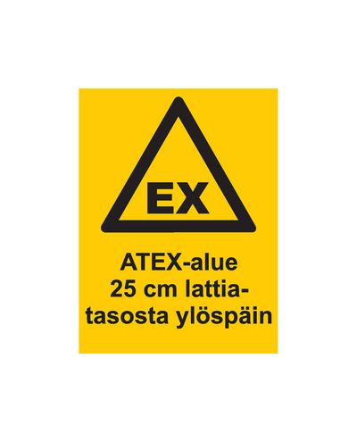 Atex-område 25 cm fra gulvnivå og oppover, klistremerke, 200x300 mm