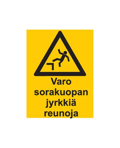 Vær oppmerksom på de bratte kantene på grusgropen, klistremerke, 200x300 mm Vær oppmerksom på de bratte kantene på grusgropen, klistremerke, 200x300 mm