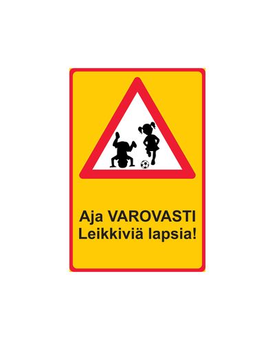 Pass på barn som leker, klistremerke, 200x300 mm
