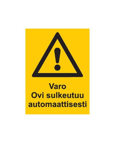 Pass på, døren lukkes automatisk, klistremerke, 200x300 mm