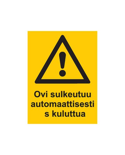Døren lukkes automatisk etter s, Klistremerke, 200x300 mm