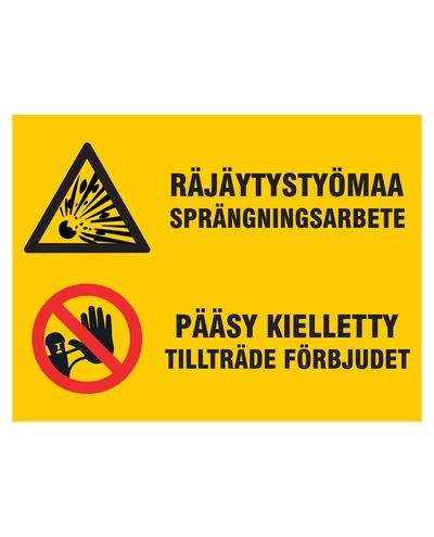 Ingen adgang til sprengningsstedet, klistremerke, 300x400 mm