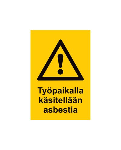 Asbest håndteres på byggeplassen, klistremerke, 200x300 mm
