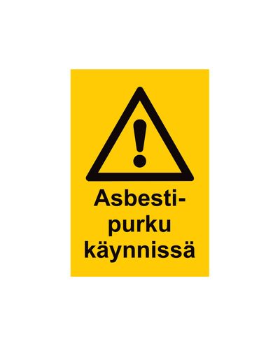 Asbestfjerning pågår, klistremerke, 200x300 mm