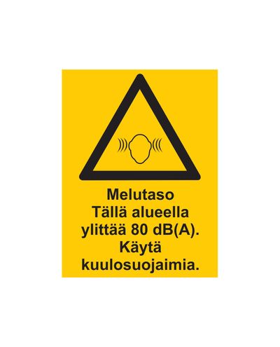 Støynivå overstiger 80 dB, klistremerke, 200x300 mm Støynivå overstiger 80 dB, klistremerke, 200x300 mm