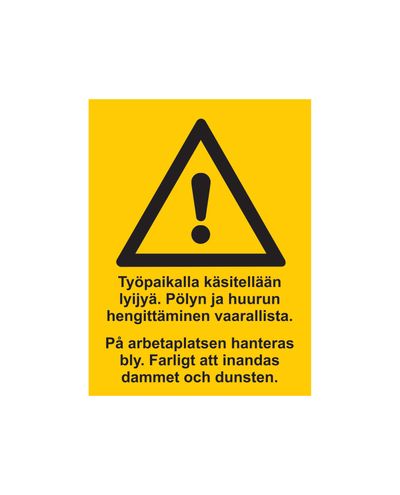 Bly håndteres på arbeidsplassen, klistremerke, 200x300 mm