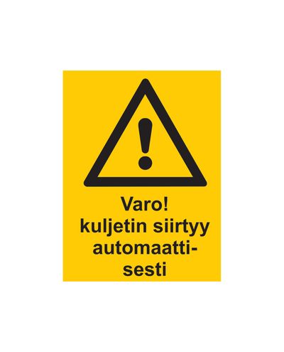 Pass på, transportbåndet beveger seg automatisk, klistremerke, 200x300 mm