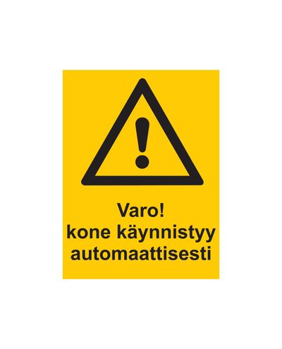 Vær oppmerksom på at maskinen starter automatisk, klistremerke, 200x300 mm Vær oppmerksom på at maskinen starter automatisk, klistremerke, 200x300 mm