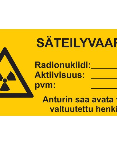 Strålingsfare, klistremerke, 400x200 mm