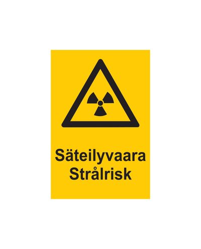 Strålingsfare, klistremerke, 200x300 mm