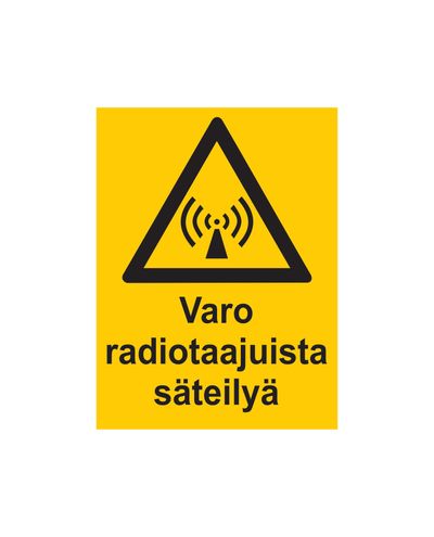 Vær oppmerksom på radiofrekvensstråling, klistremerke, 200x300 mm