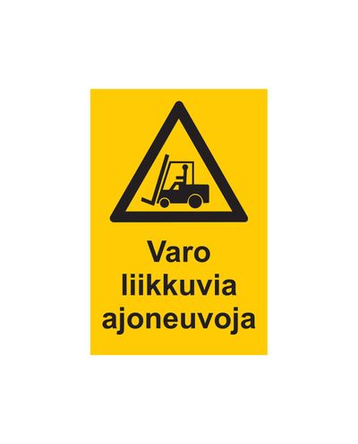 Vær forsiktig med kjøretøy i bevegelse, klistremerke, 200x300 mm
