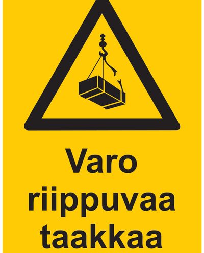 Vær forsiktig med kranlast i bevegelse, klistremerke, 200x300 mm
