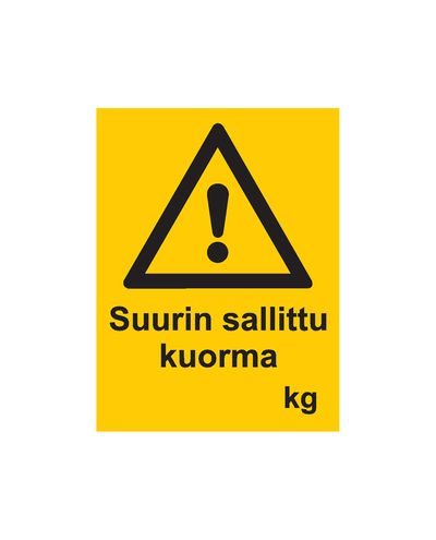 Maksimal tillatt belastning, klistremerke, 200x300 mm