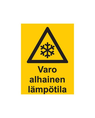 Vær oppmerksom på lav temperatur, klistremerke, 200x300 mm