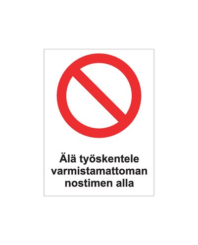 Ikke arbeid under en usikret heis, Klistremerke, 200x300 mm