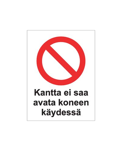 Ikke åpne lokket mens maskinen er i gang, klistremerke, 200x300 mm