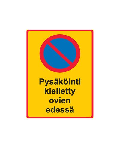 Parkering forbudt foran dører, klistremerke, 200x300 mm