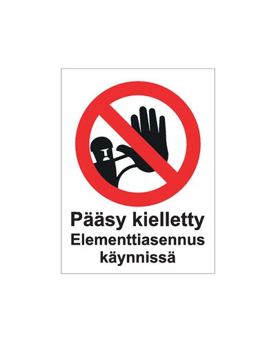 Adgang forbudt, elementinstallasjon pågår, Klistremerke, 200x300 mm Adgang forbudt, elementinstallasjon pågår, Klistremerke, 200x300 mm
