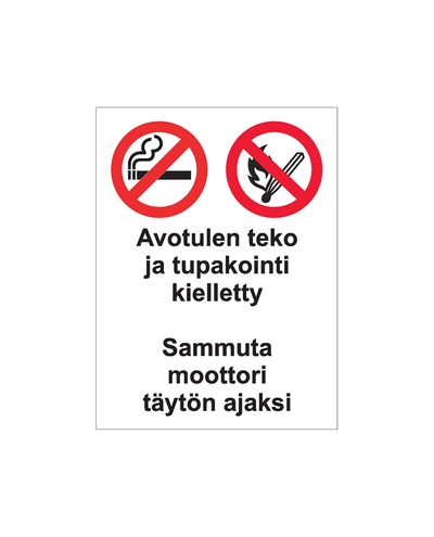 Åpen ild og røyking forbudt, Klistremerke, 200x300 mm