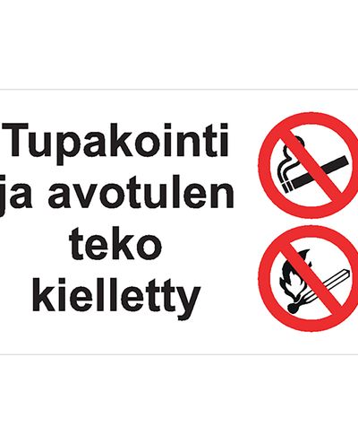 Røyking og åpen ild forbudt, Klistremerke, 400x200 mm