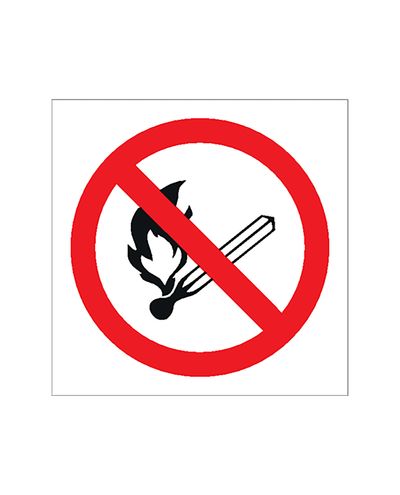 Symbol for forbud mot åpen ild, klistremerke, 200x200 mm