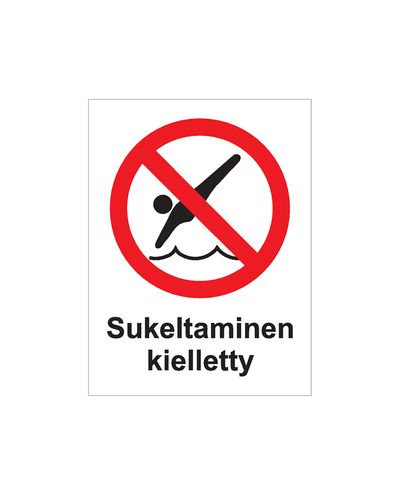 Ingen dykking, klistremerke, 200x300 mm