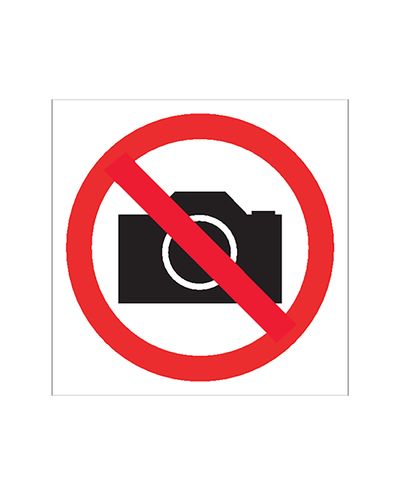 Ingen fotografering, klistremerke, 200x200 mm