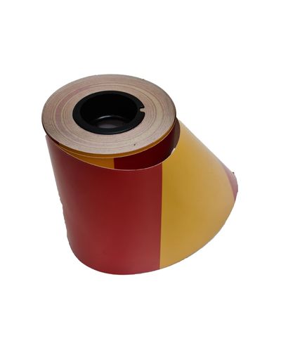 Varseltape vertikal stripe rød/gul R1, 250 mm Varseltape vertikal stripe rød/gul R1, 250 mm